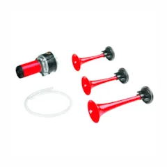 Buzina Eletropneumatica 3 Cornetas Vermelha 12v GAGB1067 — imagem 1