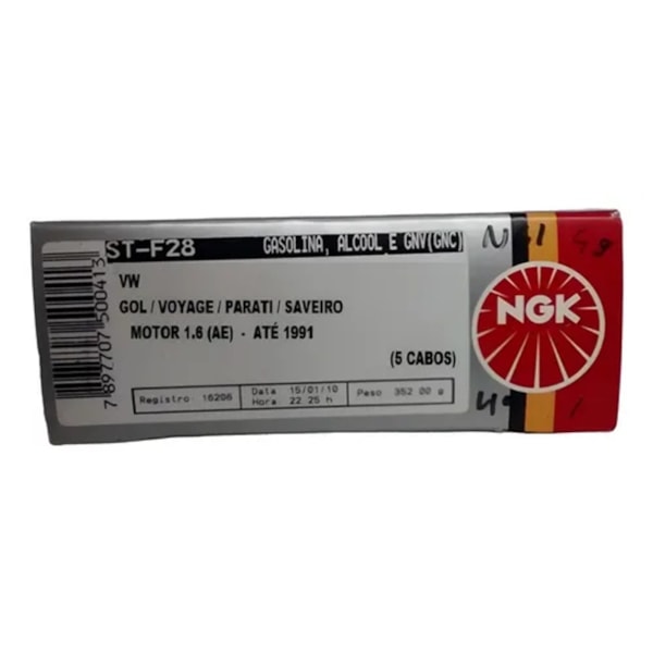 Jogo Cabo de Vela NGK Gol Voyage Parati Saveiro 1.6 AE até 1991 STF28 - 3c5554e1-1624-49dd-aedc-6b48cdf290ed