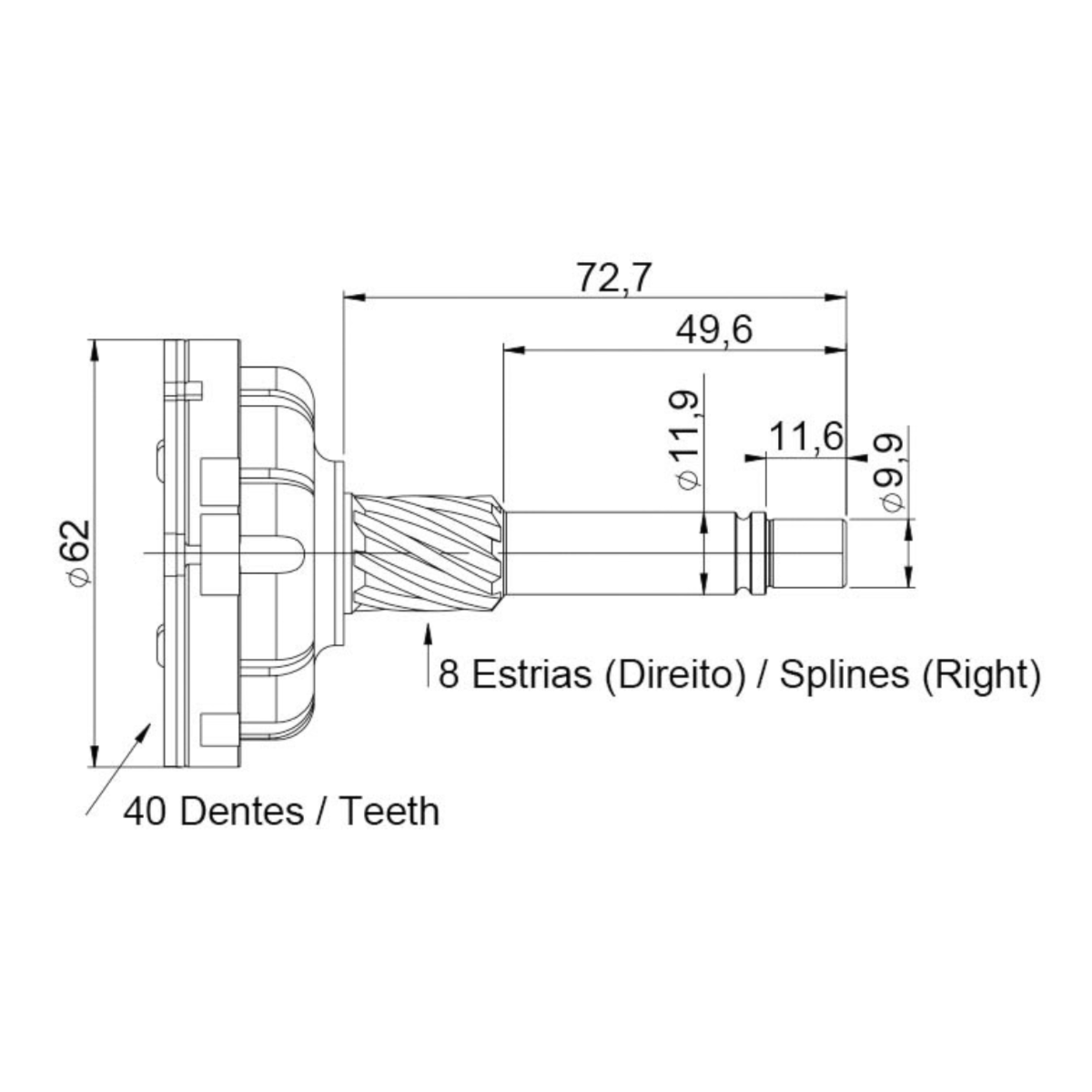 Porta Escova Partida Jhaem Picanto 1.0 2004/.. Rio 2011/.. UF-1362/4