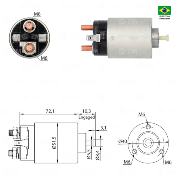 Rele De Partida ZM3698 Towner Similar Bosch 1987BE2024 - 8817d8fe-555d-4e10-a9e6-6e06c6b49a33