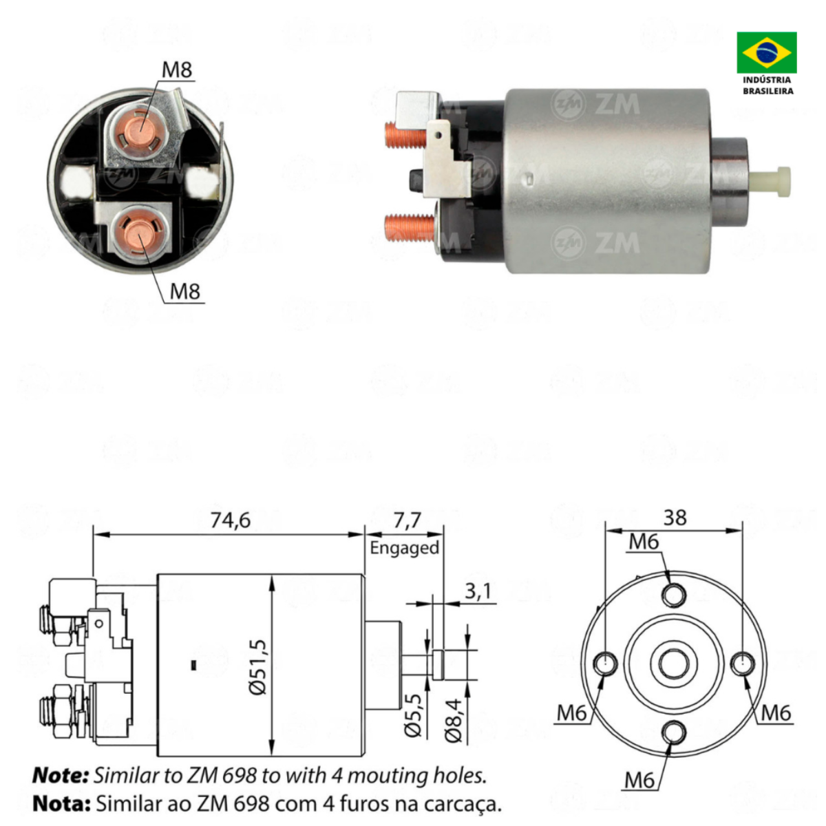 Rele De Partida Zm4698 Pajero Similar Mazda N326-18-x10